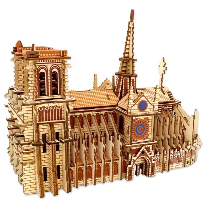 Puzzle en bois 3D de la Tour Eiffel et de la Cathédrale Notre-Dame construction éducative pour enfants et décoration intérieure occasions spéciales