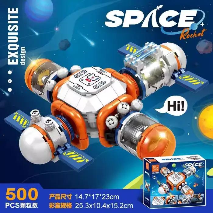 Blocs de construction de ville spatiale avec station
