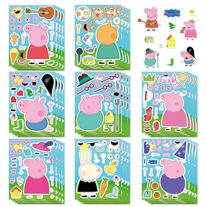 Autocollants de Puzzle Assemblage Peppa Pig Dessin Animé Accessoires Anime Cadeaux Bricolage Occasions Familiales Éducatifs