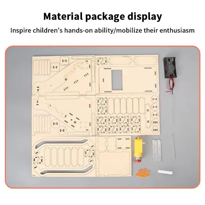 Kit de bricolage d'équipement de physique scolaire ; Expérience scientifique d'escalator en bois 3D pour l'apprentissage pratique