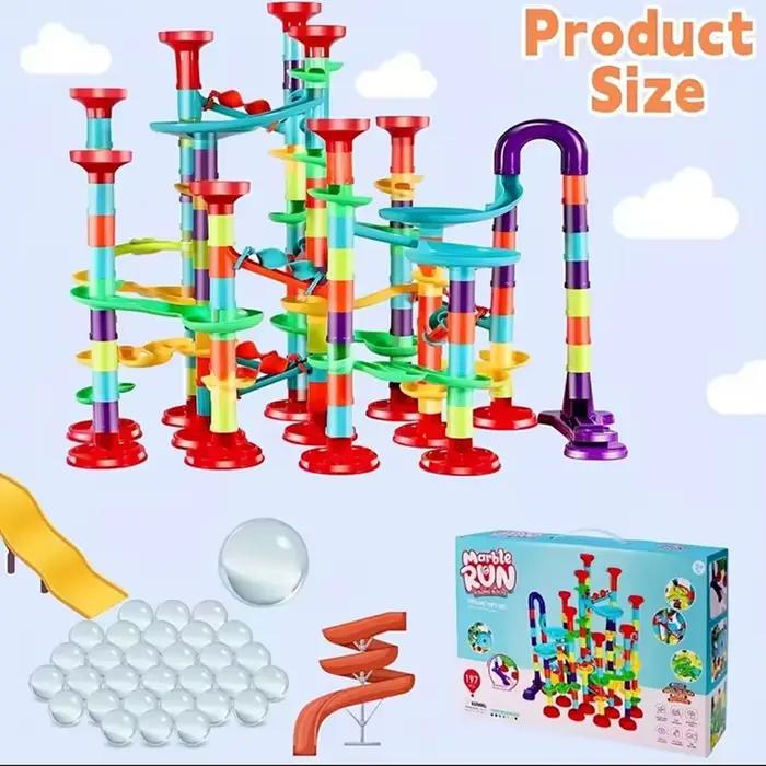 Construction marbre course piste de course blocs de Construction bricolage enfants 3D labyrinthe balle rouleau jouets enfants cadeau de noël 45/93/113/142 pièces ensemble