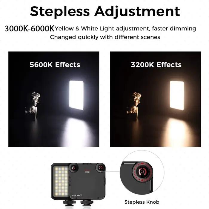 Lumière vidéo LED Portable pour photographie sur appareil photo, éclairage bicolore 3000K-6000K, chaussure froide pour appareil photo DSLR, caméscope Gopro Vlog