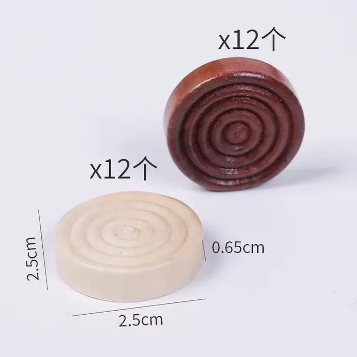 24 pièces/ensemble jetons en bois pièces de dames rondes pour accessoires de jeu d'échecs Backgammon
