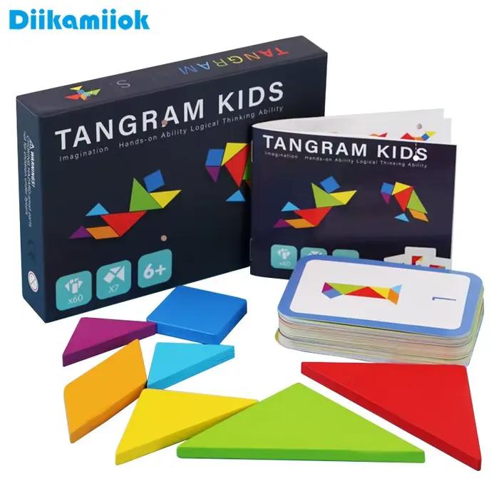 Puzzle Tangram en bois, jeux de société pour enfants, jouets éducatifs Montessori, outils pédagogiques de forme géométrique pour la maternelle