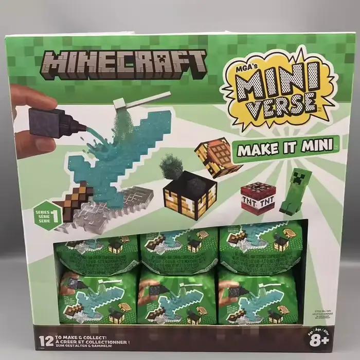 Original MGA Miniverse Minecraft Make It Mini Mystery Ball Kits de loisirs créatifs en résine DIY Figurines Diamond Sword Creeper Jouets de collection