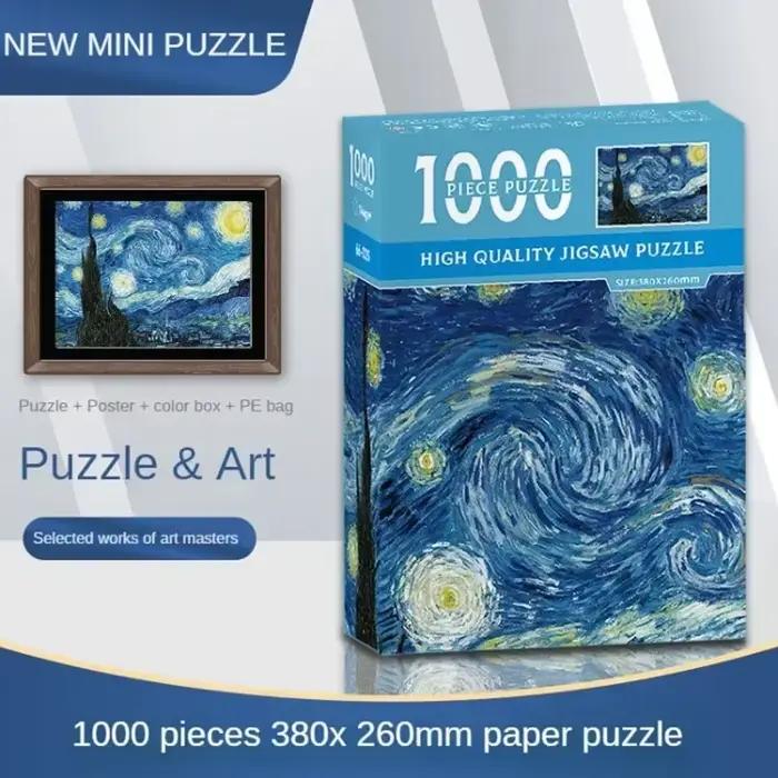 38*26 cm Mini Puzzle 1000 pièces pour adultes célèbre peinture à l'huile Van Gogh