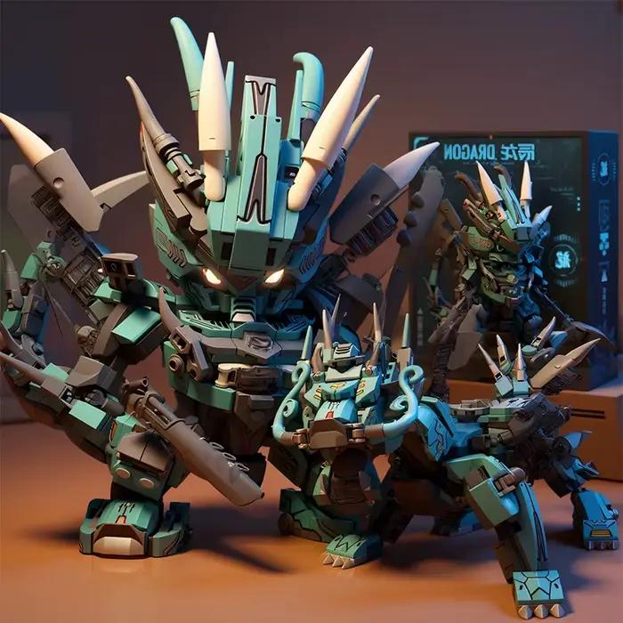 Blocs de construction Mecha Dragon Azure 2 en 1
