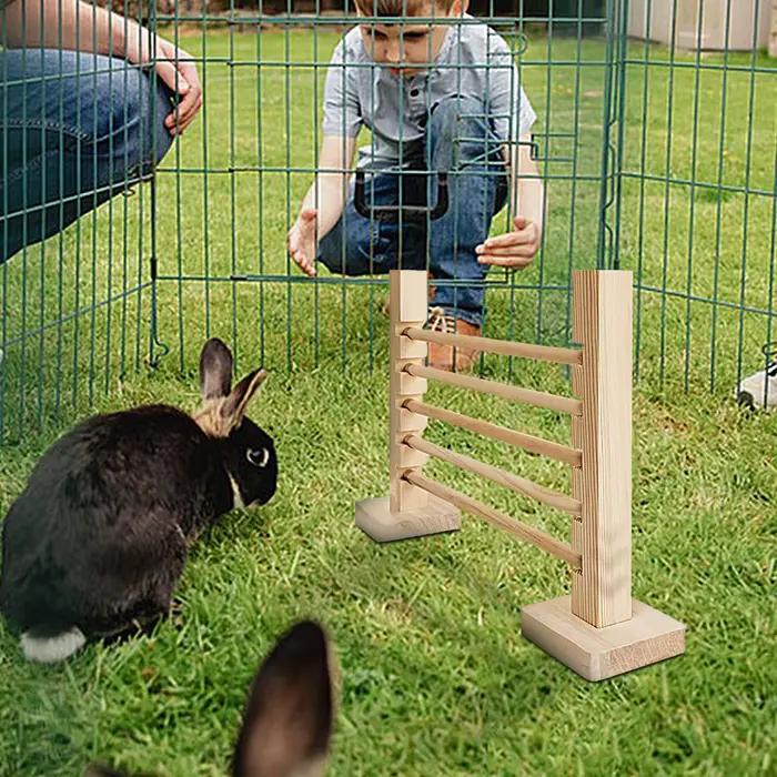 Barre de saut en bois pour lapin, obstacle d'entraînement réglable en hauteur, jouet pour petits animaux, jeux d'entraînement pour habitat animalier