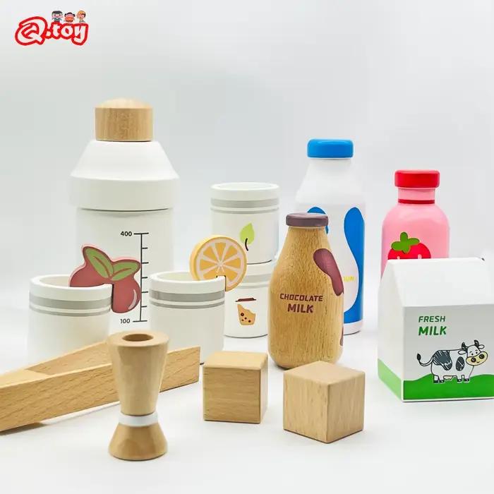 Jeu de Simulation de boissons au lait en bois pour enfants