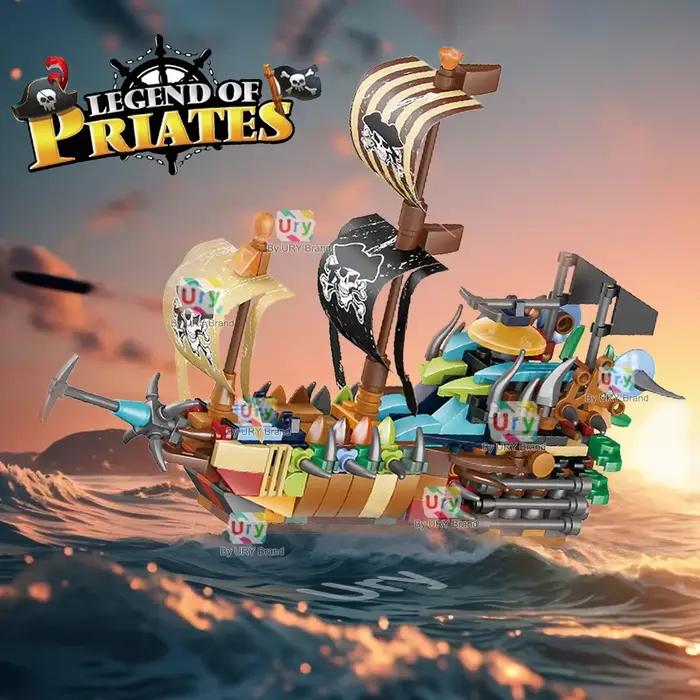 Série City 12-en-1 : Bateau pirate, Bateau d'aventure, Bateau d'expédition, Navire de film, Modèle de construction en blocs pour cadeaux