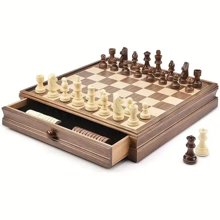 Chess and Checkers Tiroir de rangement intégré de 38 cm