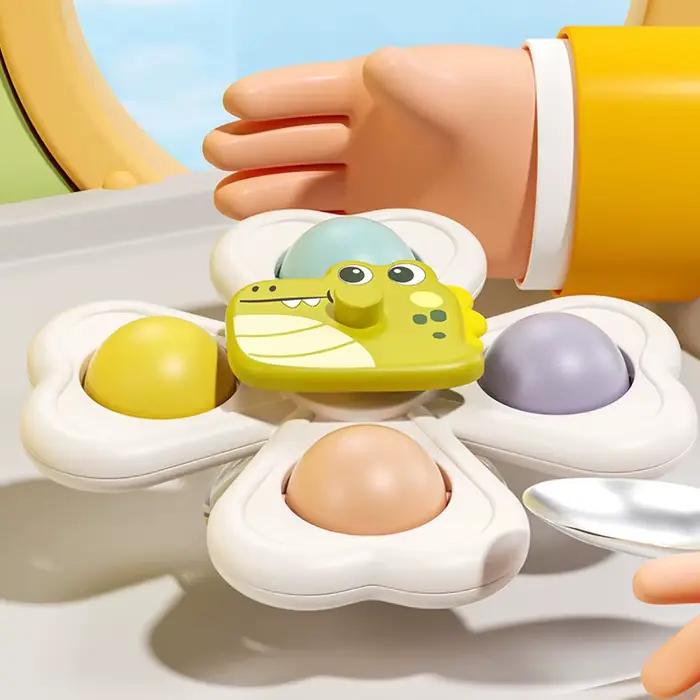 Jouet rotatif à ventouse 3 pièces dinosaure pour bébé coordination œil-main formation éducative bain voyage cadeau anniversaire noël