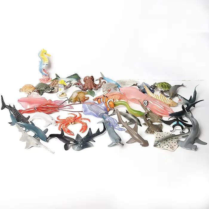 Figurines réalistes d'animaux marins, orca, calmar, requins, dauphin, tortue, poisson-plongeur, pieuvre, figurines miniatures, jouets éducatifs, cadeau pour enfants