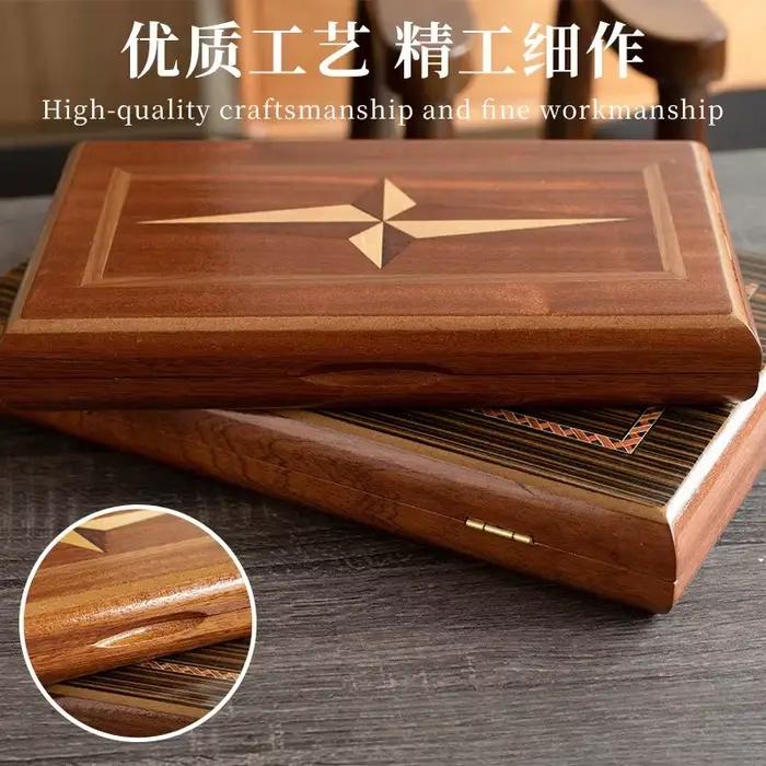 Jeu de backgammon en bois massif - Jeu de société éducatif pour le divertissement et les loisirs en famille