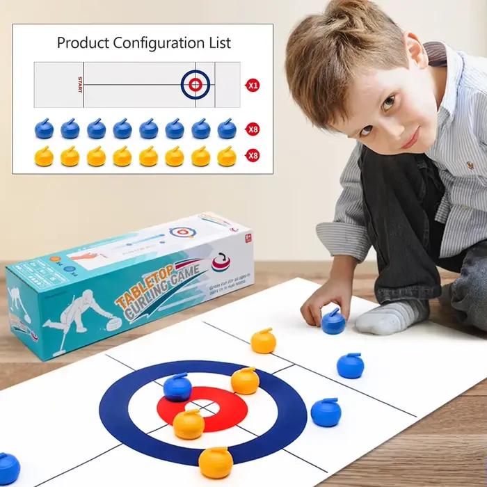 Jeu de curling de table avec rouleaux et rondelles de shuffleboard pour enfants et adultes occasions familiales et sociales
