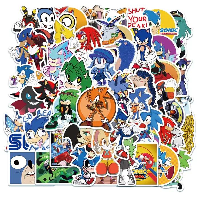 Lot de 50 autocollants de jeu Sonic Anime, autocollants de dessin animé cool pour moto, bagages de voyage, guitare, skateboard, jouet pour enfants, cadeau