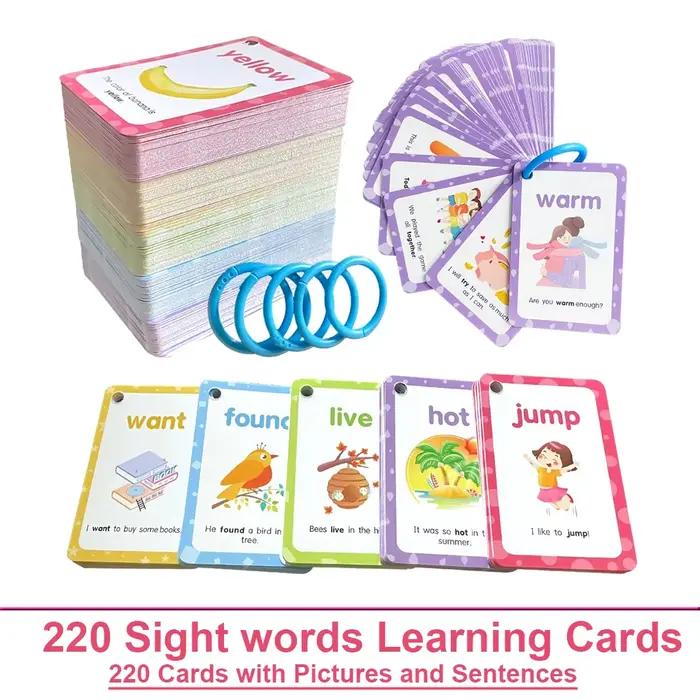 Cartes flash de 220 mots de vue avec images et phrases