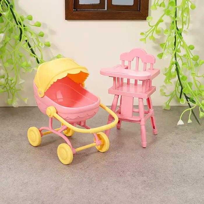 1 ensemble Mini bébé pour poupée poussette chariot enfants Tables à manger jouet maison