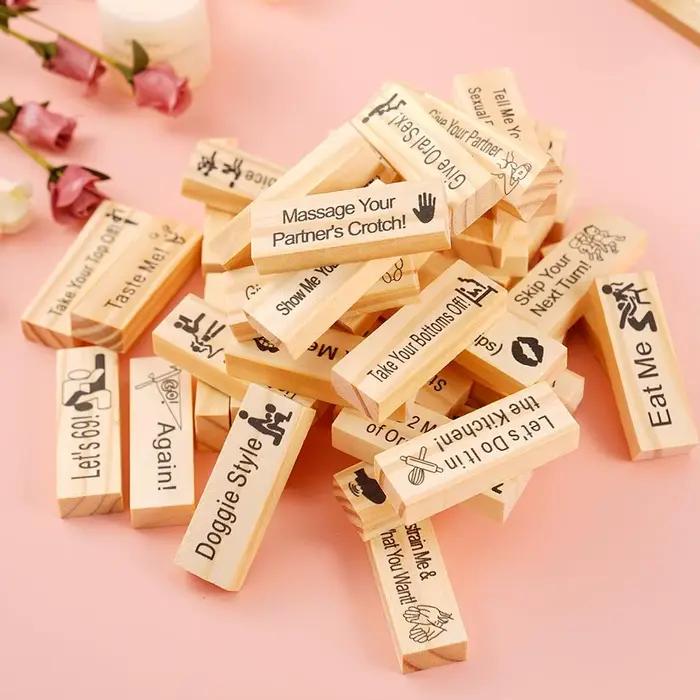Jeux d'empilage 48 pièces pour adultes, jeu de tour de blocs pour Couples, jeu de culbutage de saint-valentin, fête de nuit pour Couples adultes