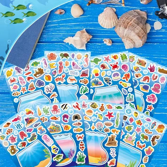 8/16 feuilles d'autocollants décoratifs marins pour baignoire