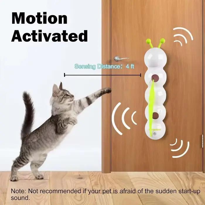 Jouet Interactif Caterpillar Pour Chats Blanc Rechargeable Encourageant L'Activité Physique Et Améliorant Les Liens Entre Humains Et Animaux Occasions Spéciales