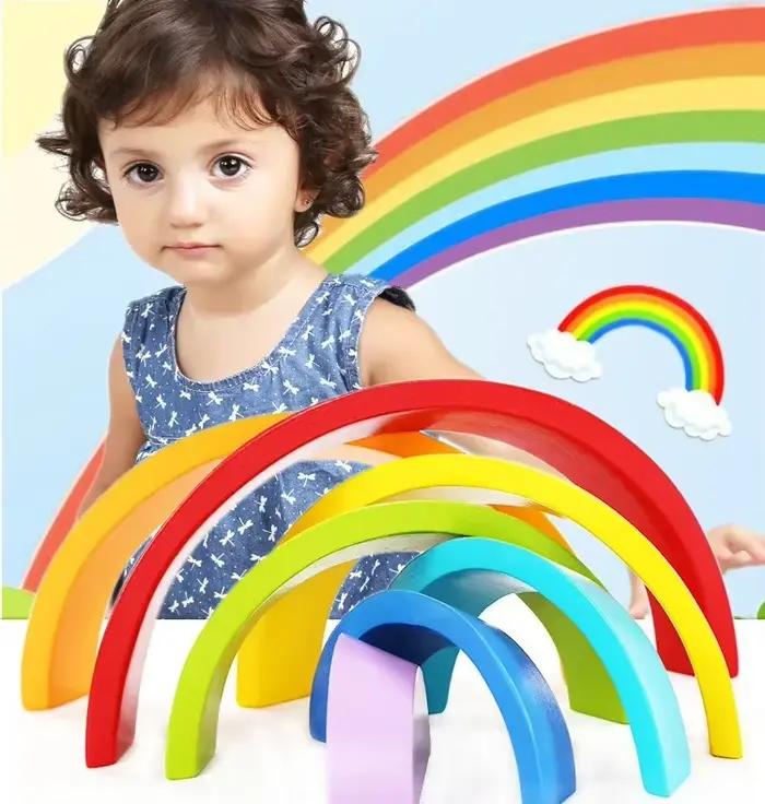 Blocs de construction arc-en-ciel pour enfants