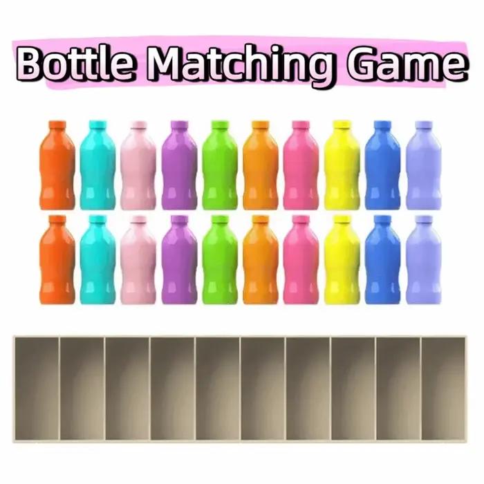 Jeu d'association de bouteilles en plastique gris clair pour éveil précoce et entraînement à la mémoire chez les enfants occasions spéciales éducation logique coordination œil-main
