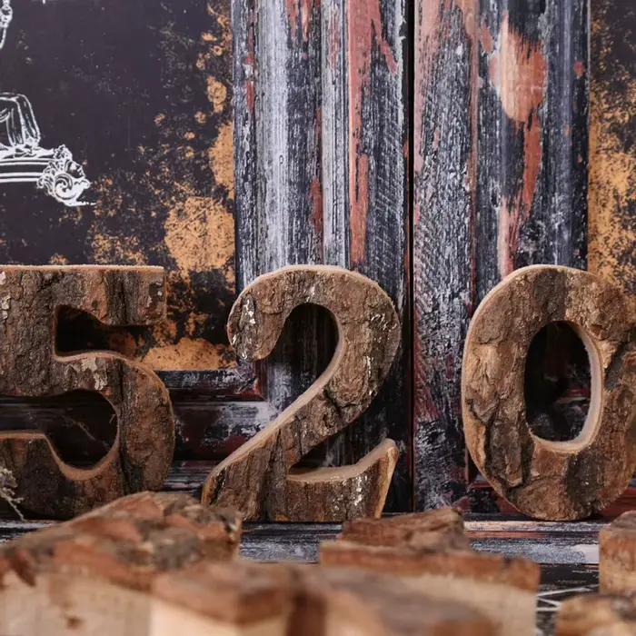 Lettres de l'Alphabet et Chiffres en Bois Naturel Vintage