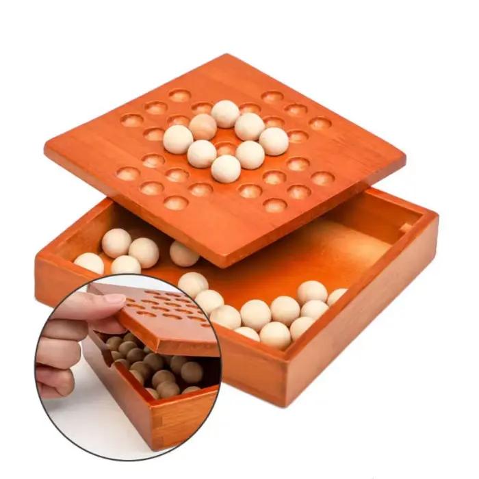 1 jeu de solitaire classique en bois, jeu de société éducatif pour enfants