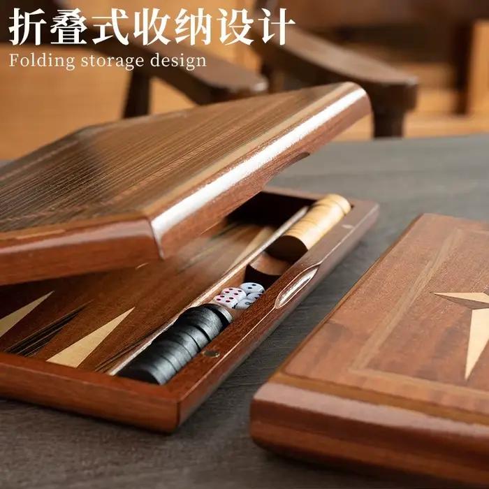 Jeu de backgammon en bois massif - Jeu de société éducatif pour le divertissement et les loisirs en famille
