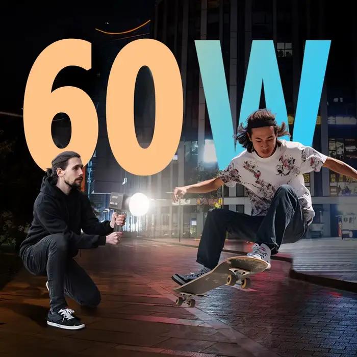 Lumière vidéo LED Portable 60W Pro COB bicolore lumière de photographie 2800K-7500K pour la diffusion en direct lumière de prise de vue extérieure portative