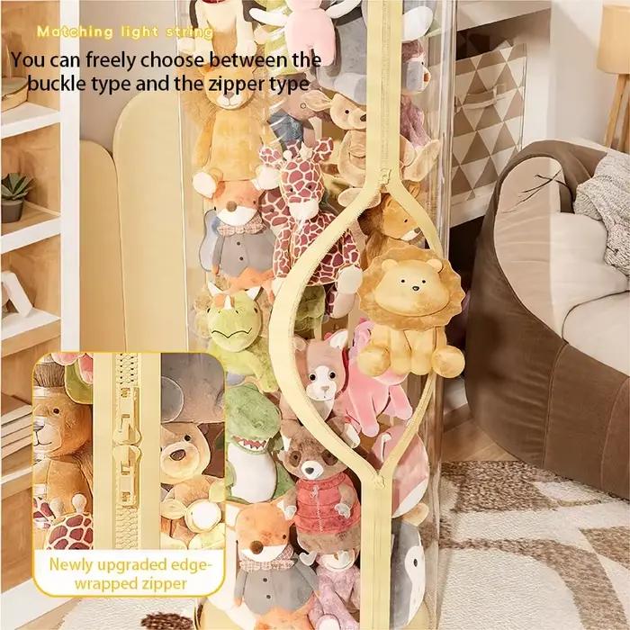 Boîte de rangement transparente pour poupées, jouet en peluche, tube de rangement pour jouets, bacs à fermeture éclair, organisateur de jouets pour enfants, cadeau de Noël pour enfants, rangement de jouets, boîtes de rangement pour jouets, organisation de jouets, rangement de poupées, cadeau d'anniv