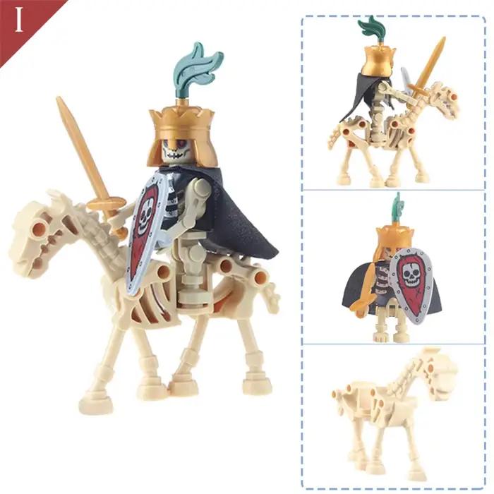 Squelette château médiéval chevalier guerriers horaires des animaux blocs de construction chanteur héros bricolage Collection jouet pour garçons cadeaux