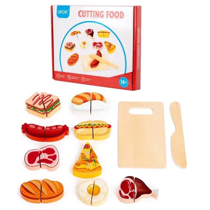 Cuisine en bois jeu de simulation pour enfants de 18 mois et plus jouet de coupe de nourriture avec sac de rangement occasion spéciale pour garçons et filles