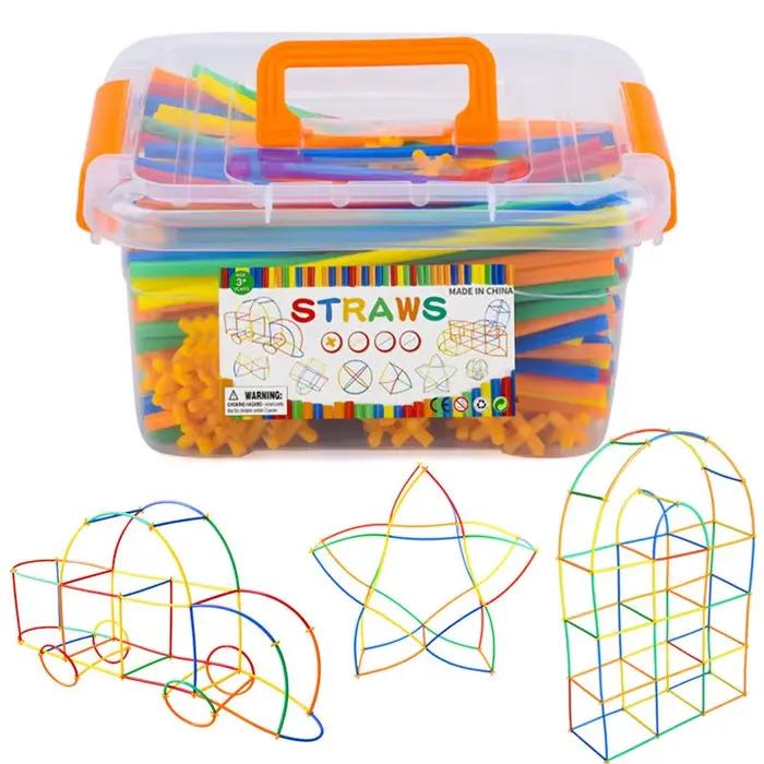 Jouets de constructeur de paille, blocs de construction, pailles et connecteurs, ensembles de construction, motricité, jouet éducatif d'ingénierie