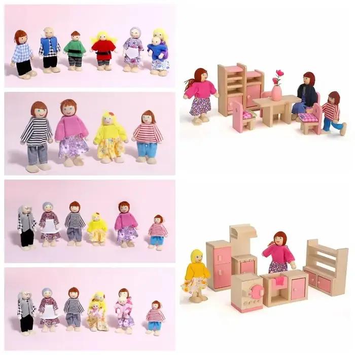 Poupées de personnes en bois multicolores