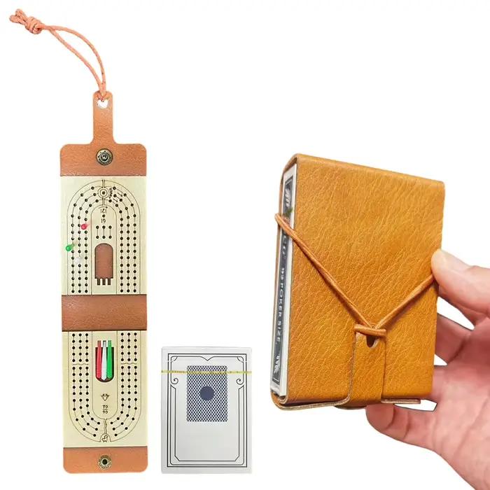 Jeu de Cribbage Traditionnel en Bois avec 6 Pions et un Jeu de Cartes – Jeu de Table Classique Portable