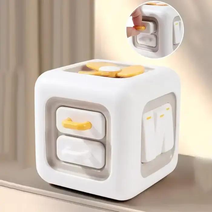 Jouet Cube Montessori pour Fille et Garçon, Planche Sensorielle Occupée, Compétences de Pratique pour Bébé, 6 en 1