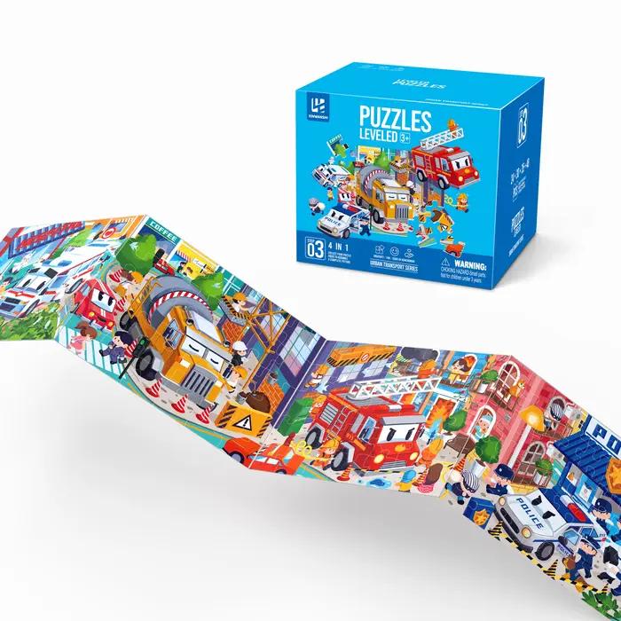 Puzzle de dessin animé sur le thème du trafic urbain, 24/30/35/48 pièces/ensemble, mini puzzle artistique, cadeau éducatif, jouet familial pour enfants et adultes