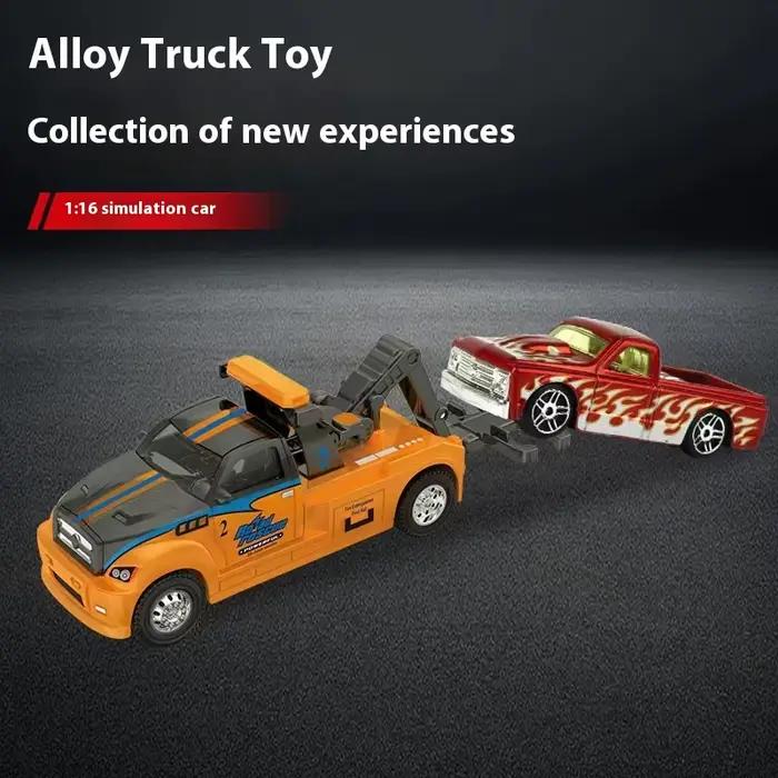 Modèle de camion de remorquage à rampe en alliage pour enfants avec puissance rétro-action amusante