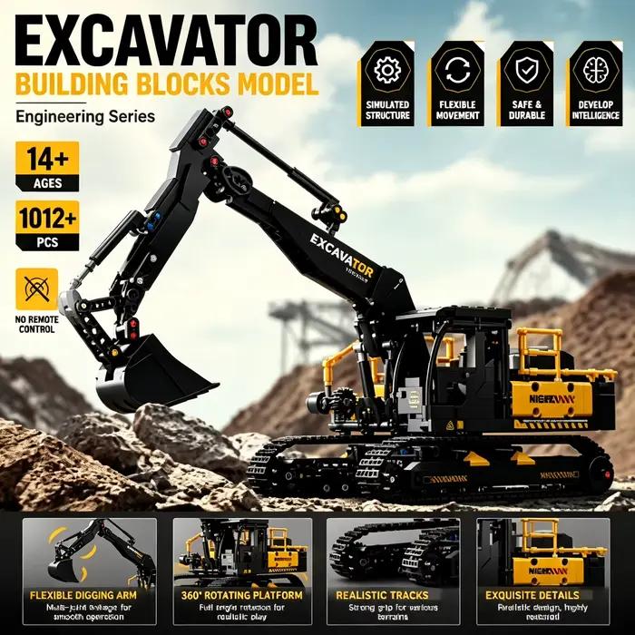 Modèles de véhicules de construction urbaine excavatrices blocs de construction MOC voitures d'ingénierie technique camions briques jouets pour grands enfants et adultes occassions spéciales