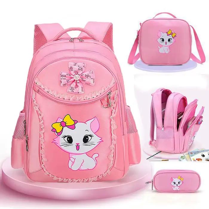 Sac à dos pour enfants rose chat mignon maternelle enfant sac d'école sac à dos fille étudiant adolescents étanche prima