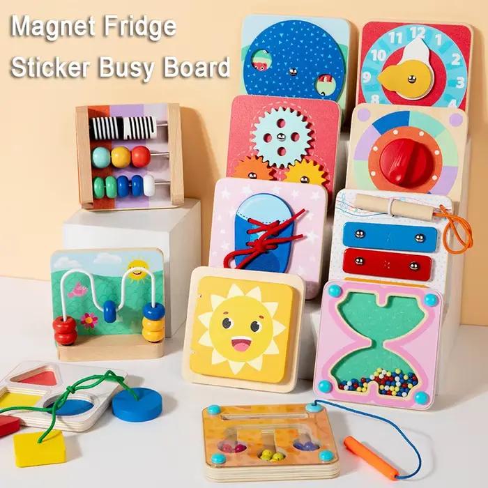 Planche sensorielle magnétique pour bébé, jouet en bois Montessori, interrupteur de Simulation, forme d'horloge assortie, motricité Fine, jouets éducatifs
