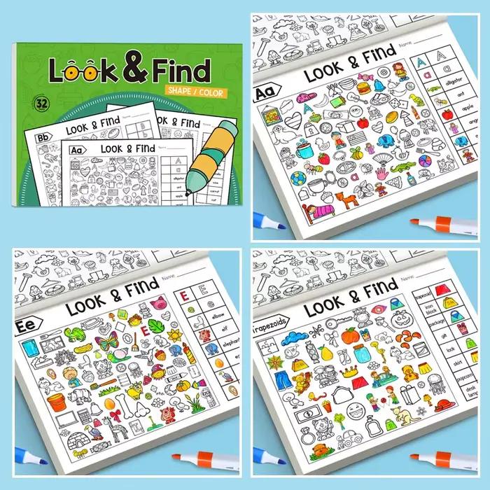 Regarder et trouver un livre d'activités pour les enfants avec des objets cachés Focus Attention Pratique