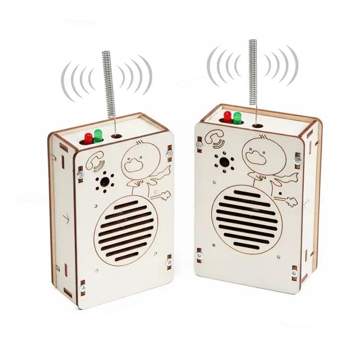 Kit DIY Talkie-Walkie en Bois 2-en-1, Jouet de Communication Sans Fil, Projet Scientifique Éducatif STEM, Ensemble de Construction pour l'Apprentissage des Enfants, Cadeau