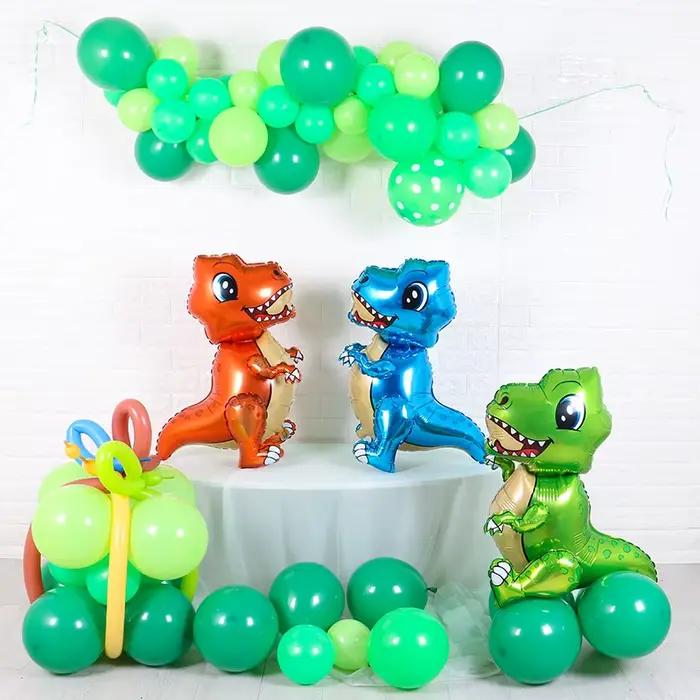 1 pièce Ballon en aluminium 3D en forme de dinosaure T-Rex de dessin animé, pour décoration de fête, anniversaire d'enfants, jouet à assembler mignon