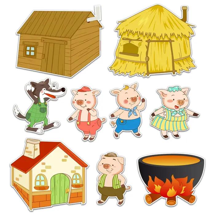 Ensemble d'histoires en feutre Les Trois Petits Cochons