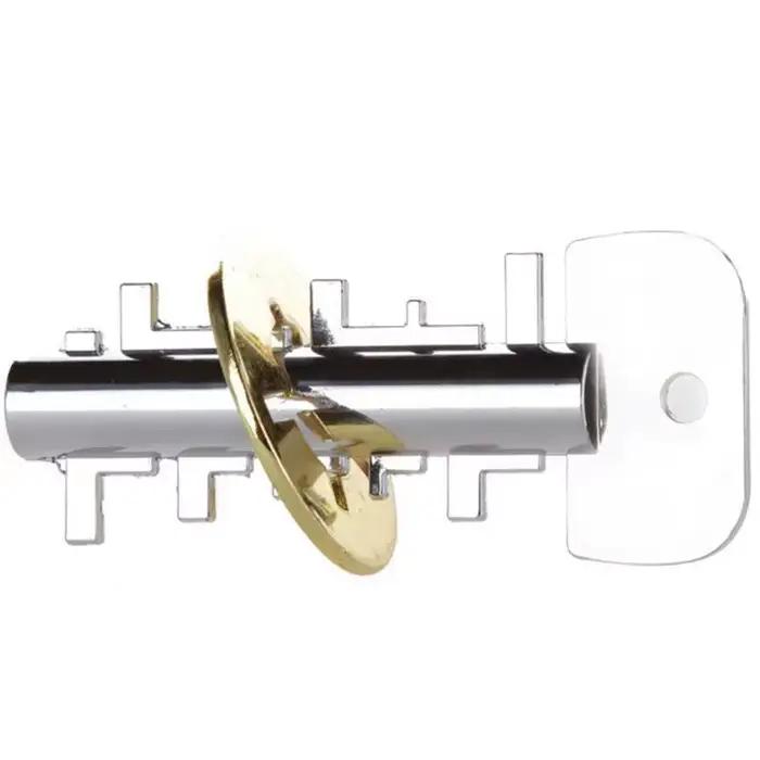 Puzzle de verrouillage à clé classique forme géométrique métal argent pour adultes adolescents et enfants occasion spéciale智力游戏锁具经典拼图金属迷宫解谜益智玩具青少年成人儿童礼物特殊场合
