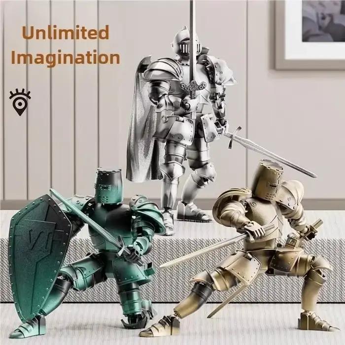 Figurine d'action Knight Armor – Robot mobile multi-articulé à monter soi-même avec armure médiévale