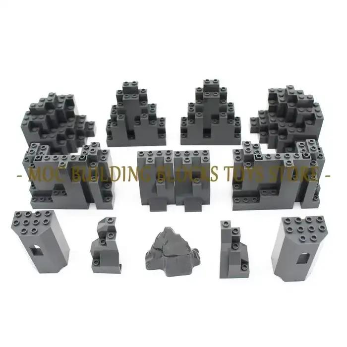Blocs de Construction Plastique ABS Brique Roche Triangulaire Rocaille Pierre Mur Dalle Barbacan Rampart Montagne Blocs de Construction Compatible Avec Lego Occasions Spéciales